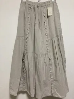 サマンサモスモス❤︎綿麻縦フリルスカート　ベージュ　新品未使用　F