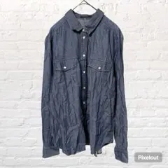 12103 コムサイズム デニムシャツ トップス インディゴ L 古着