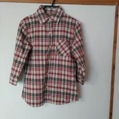 チェック柄 コットンシャツ 七分袖