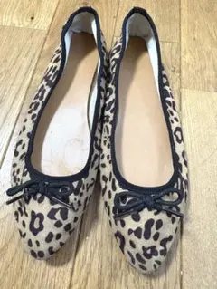 fifth ヒョウ柄 リボン付きフラットシューズ バレエシューズ 23.5cm