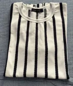 ナノユニバース　ストライプ クルーネックTシャツ