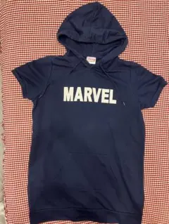 MARVEL ネイビー 半袖パーカー