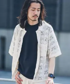 ◆ Sonny Label リネンタッチレース編み ショートスリーブシャツ Mのサムネイル