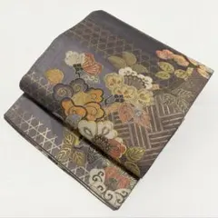 A5 唐草唐花模様 金糸 金通し 正絹 六通 袋帯 フォーマル O94