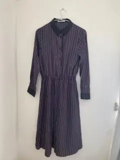 Ray Cassin 長袖　ストライプ　ロングワンピース　レトロ　フリーサイズ