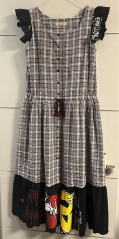 古着　リメイク　ワンピース　ロングベスト　ジレ　tシャツ フリル