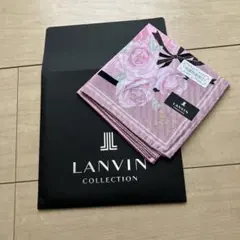 LANVIN バラ柄 ピンクハンカチ