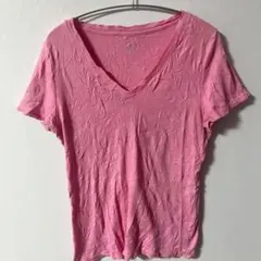 MERONA【L】 ピンク Vネック 半袖Tシャツ　可愛い