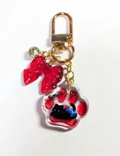 1 レジンキーホルダー チャーム ハンドメイド 肉球 黒猫 - メルカリ