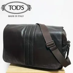 イタリア製 トッズ TOD'S 仔牛革 メッセンジャーバッグ 焦茶 B4◎のサムネイル