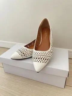 【美品】green label relaxing ホワイトフラットシューズ