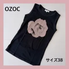 ＊オゾック：サイズ38：黒色のバラ柄のタンクトップ＊のサムネイル