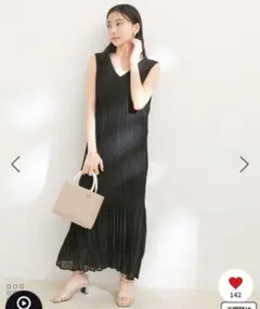 VIS バックリボンクリンクルワンピース