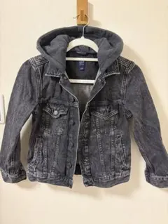 GAP キッズ　ブラックデニムジャケット フード付　130cm