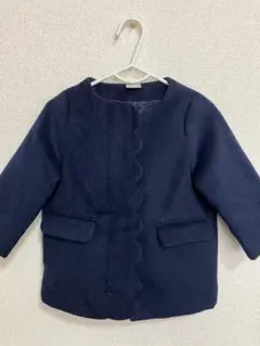 petit main ネイビー スカラップデザイン コート　90cm