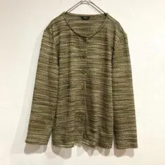 IBERIS グリーン系 ボーダー柄 カーディガン（11）