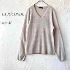 LA JOCONDE スパンコール付きVネックセーター M ベージュ 1262