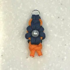【パラコード】お花チャーム#2 ネイビー×オレンジ