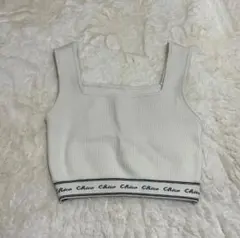 Chico♡ ショート丈襟ロゴニットタンクトップ