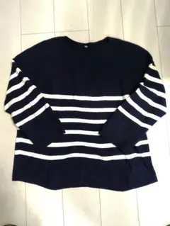 ユニクロ 3Dニット 春ニット ネイビーボーダー 3XL