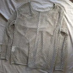 288 レディース メッシュ 長袖 トップス 編み しまむら ベージュ L