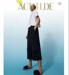 ツインセットアクティテュード　フリル付きワイドパンツ ブラック