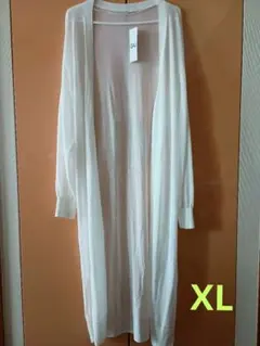 【新品タグ付き】GU ホワイト　シアー ロングカーディガン　XL