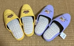 猫ちゃんキャラクターのカラースリッパペア売り2点セット