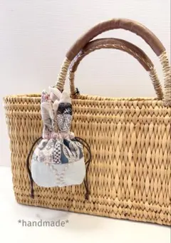 うさ耳ミニ巾着ポーチ ハンドメイド ミナペルホネン