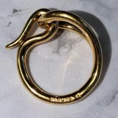 エルメス HERMES スカーフリング 結び目 ノット ゴールド 920
