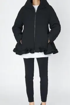 美品☆YOKO CHAN☆裾フリル 中綿ダウンコート ブルゾン ブラック 36 