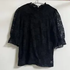 黒 レース トップス 半袖 フリル マジェスティックレゴン