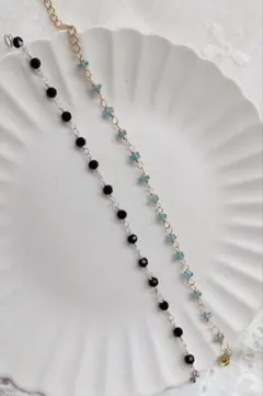 [No.28] ブルーアパタイトとブラックスピネルのブレスレット