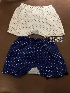 水玉模様リボン付きパンツ2枚セット 60-70