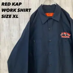 RED KAPレッドキャップ長袖刺繍ロゴワークシャツ XLネイビー　アメリカ古着