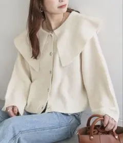 DISCOAT ビッグカラーカーディガン アイボリー 【WEB限定】 レディース