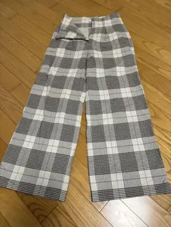 NOBLE チェック柄 ワイドパンツ