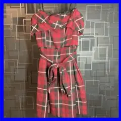 ワンピース チェック柄 赤 Mサイズ ノースリーブ