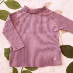 petit main 薄紫 リブ編み ハイネックセーター　90