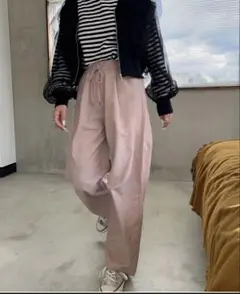 owndaily ナイロンカーブパンツ　ピンク