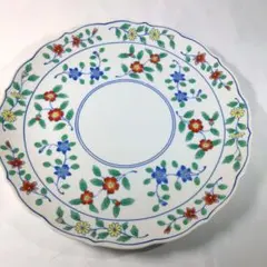 未使用　たち吉　花文様　　染付　赤絵　大皿約25センチ