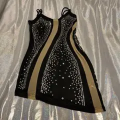 ラインストーンシースルー社交ダンス用タイトフィットドレス
