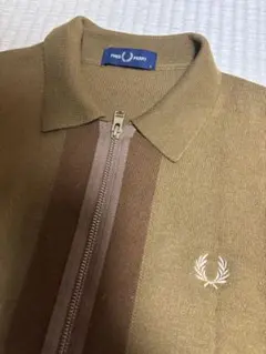 FRED PERRY ブラウン ジップアップ ニット