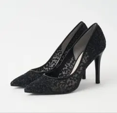 DIANA グリッターチュール クロ U19207 パンプス23cm