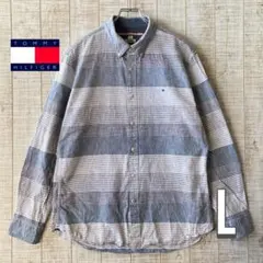 トミーヒルフィガー TOMMY HILFIGER ボーダー柄シャツ Lサイズ