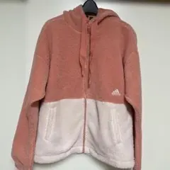 adidas フルジップボアジャケット M サーモンピンク/ピンクホワイト新品