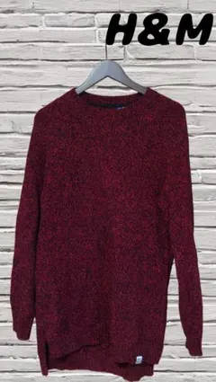 H&M 赤・黒混合 長袖ニット Sサイズ