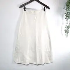 【Q10】ユニクロUNIQLO スカート　Lサイズ　ホワイトロングフレアスカート