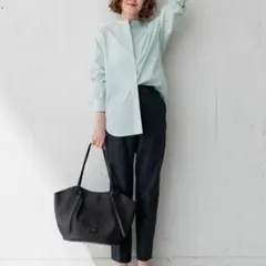 【美品】ストライプ 長袖シャツ グリーン