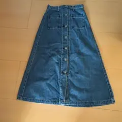 GU デニムフレアスカートフロントボタン